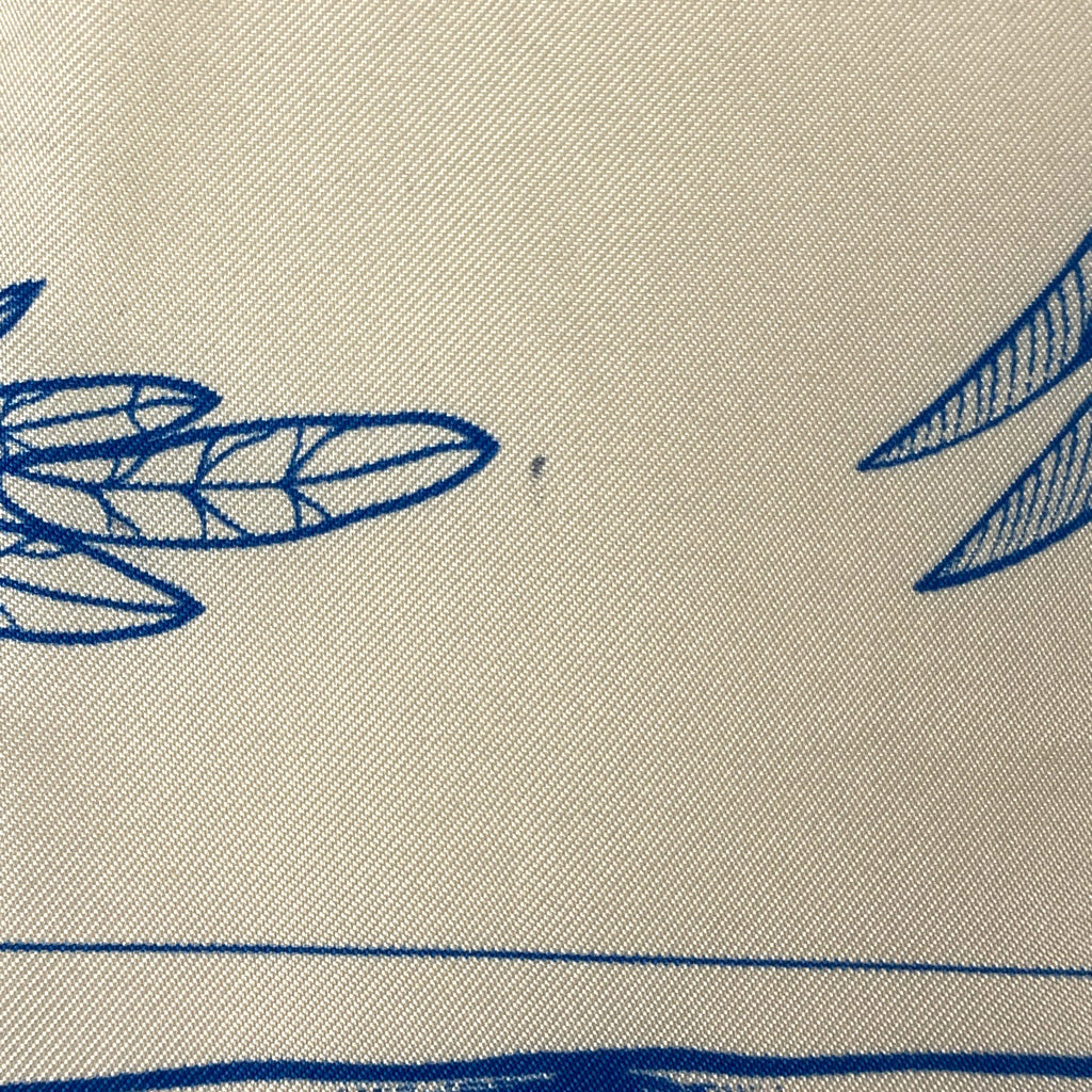 エルメス カレ90 アニマル柄 森の動物 アルファベット スカーフ シルク ベージュ ブルー レディース 【中古】brbag