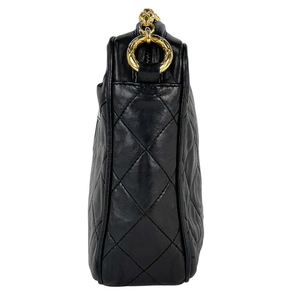 シャネル ココマーク フリンジ チェーン ショルダーバッグ タッセル マトラッセ ショルダーバッグ レザー ブラック レディース 【中古】brbag