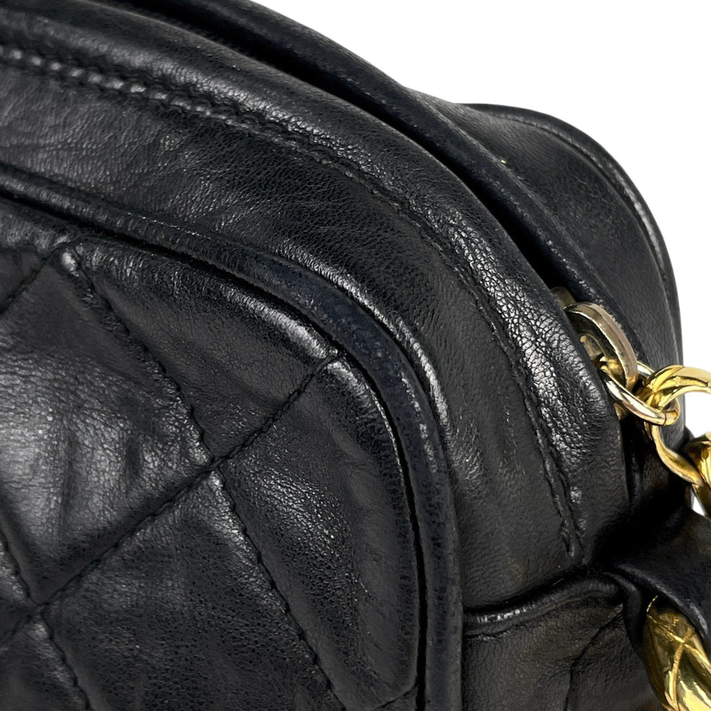 シャネル ココマーク フリンジ チェーン ショルダーバッグ タッセル マトラッセ ショルダーバッグ レザー ブラック レディース 【中古】brbag