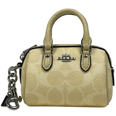 コーチ シグネチャー ミニ ローアン バッグ チャーム コーティングキャンバス クリーム CX068 レディース 【中古】brbag