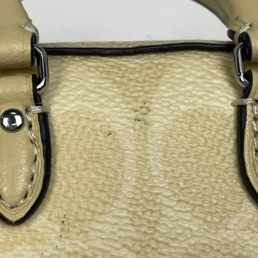 コーチ シグネチャー ミニ ローアン バッグ チャーム コーティングキャンバス クリーム CX068 レディース 【中古】brbag