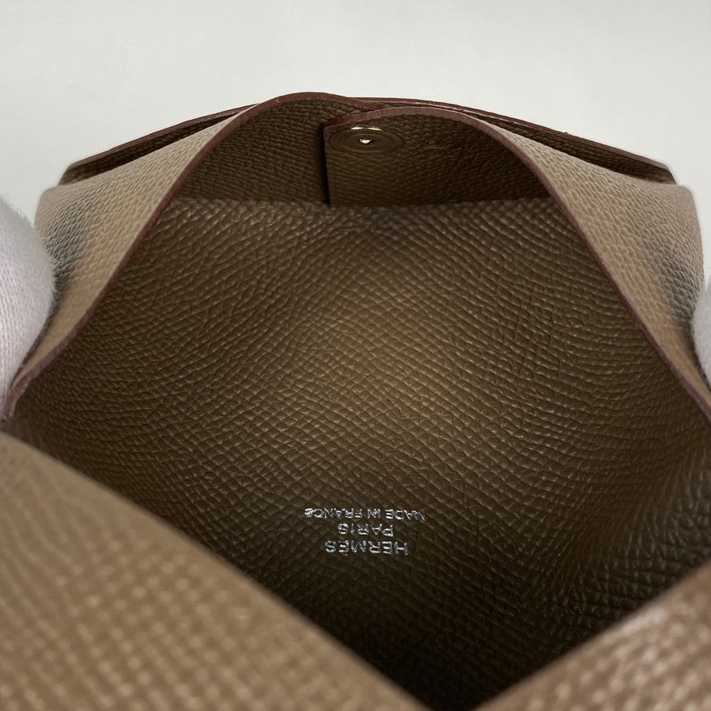 エルメス カルヴィ ヴェルソ カードケース ヴォーエプソン エトゥープ レディース 【中古】brbag