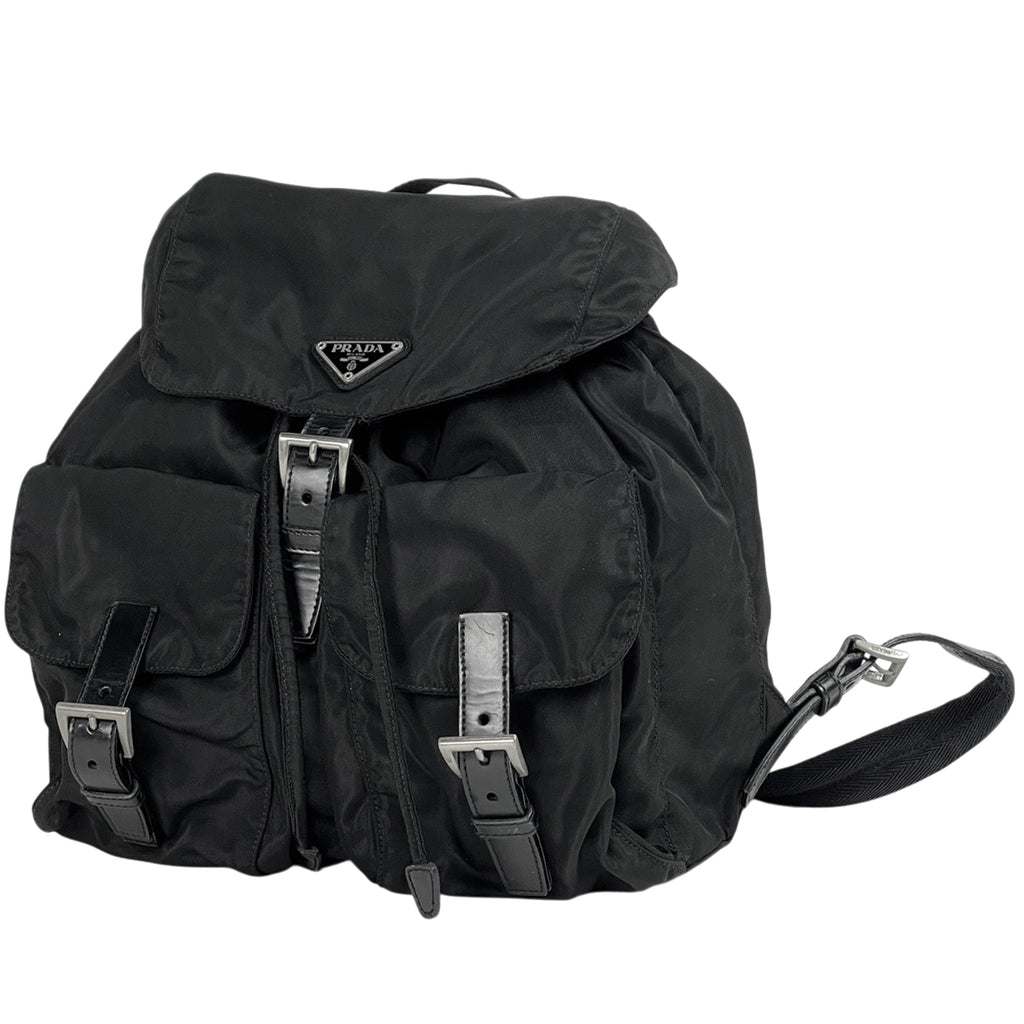 プラダ ロゴプレート リュックサック バッグパック リュック ナイロン ネロ(ブラック) レディース 【中古】brbag