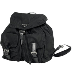 プラダ ロゴプレート リュックサック バッグパック リュック ナイロン ネロ(ブラック) レディース 【中古】brbag