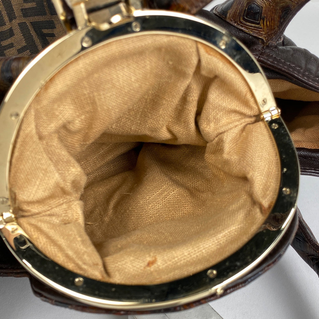 フェンディ ズッカ柄 スパイバッグ 手提げ ハンドバッグ キャンバス ブラウン 8BR511 レディース 【中古】brbag