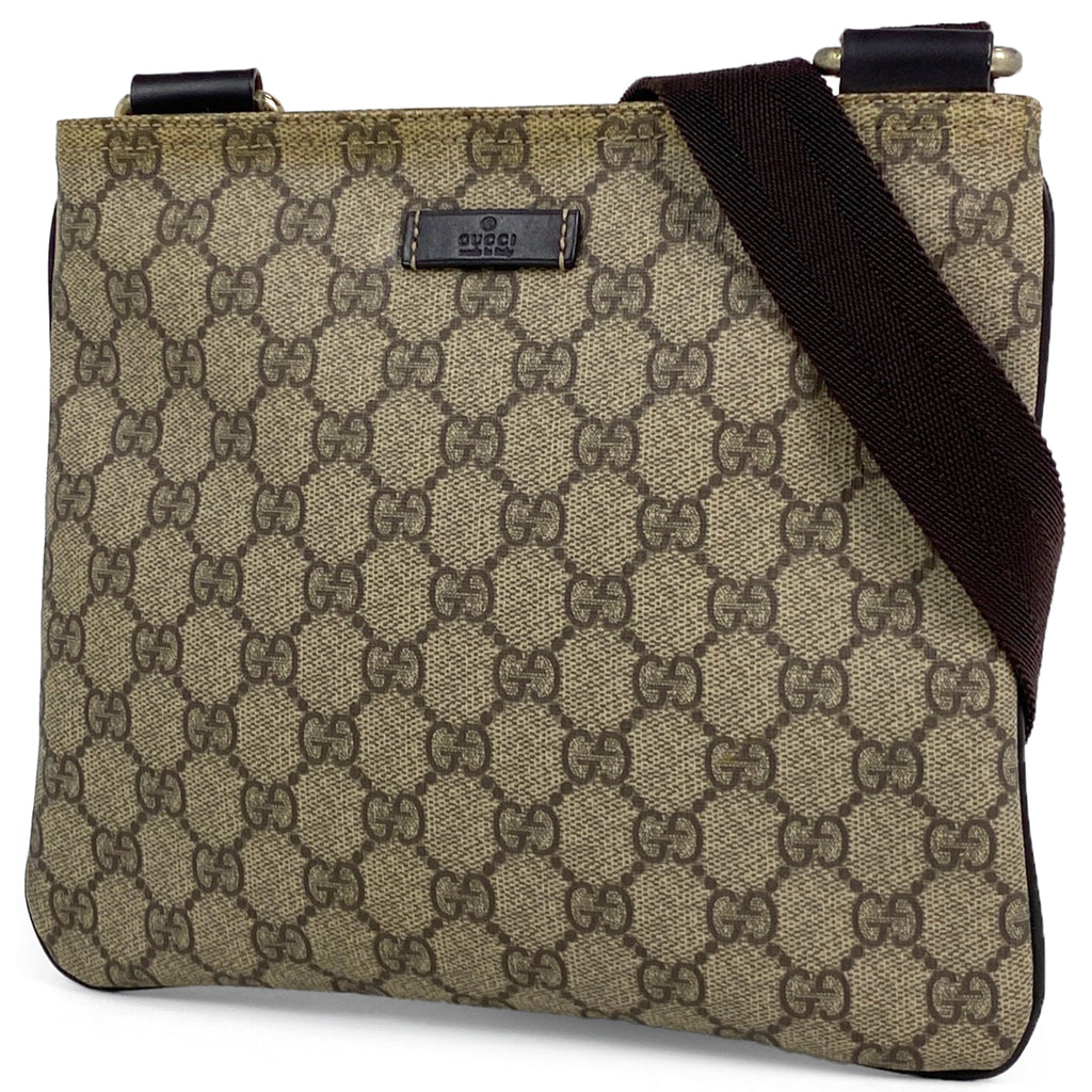 グッチ GG柄 ショルダーバッグ メッセンジャーバッグ 斜め掛け GGスプリーム ショルダーバッグ コーティングキャンバス ブラウン 201538 レディース 【中古】brbag