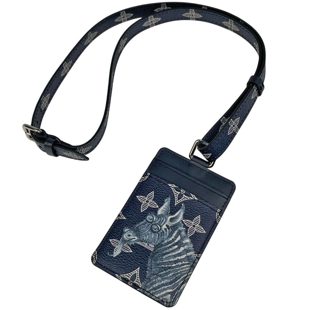 ルイ・ヴィトン パスケース サバンナ ポルト バッジ チャップマン ブラザーズ ゼブラ柄 モノグラム アンクル(ネイビー) M67902 メンズ 【中古】brbag