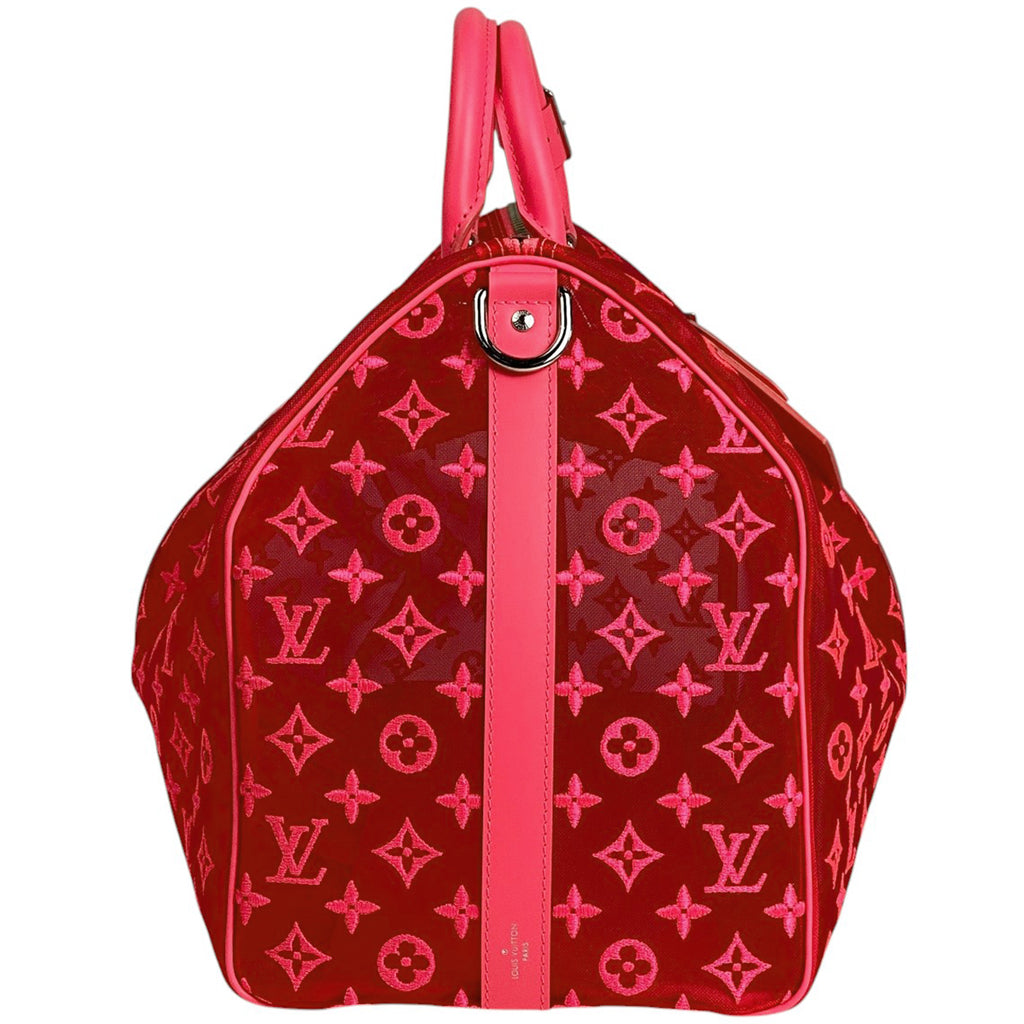 ルイ・ヴィトン キーポルバンドリエール 50 モノグラム シースルー メッシュ 2WAY ショルダーバッグ ボストンバッグ モノグラム ピンク M55267 レディース 【中古】brbag