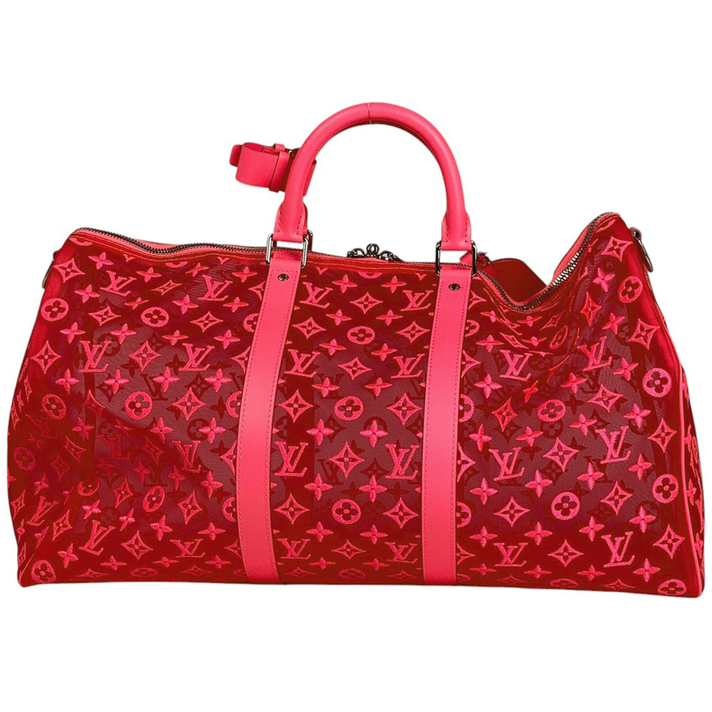 ルイ・ヴィトン キーポルバンドリエール 50 モノグラム シースルー メッシュ 2WAY ショルダーバッグ ボストンバッグ モノグラム ピンク M55267 レディース 【中古】brbag