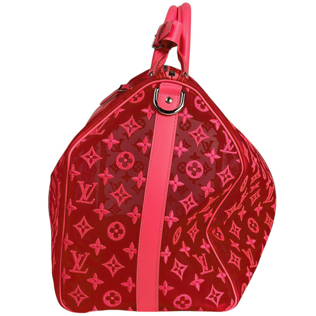 ルイ・ヴィトン キーポルバンドリエール 50 モノグラム シースルー メッシュ 2WAY ショルダーバッグ ボストンバッグ モノグラム ピンク M55267 レディース 【中古】brbag