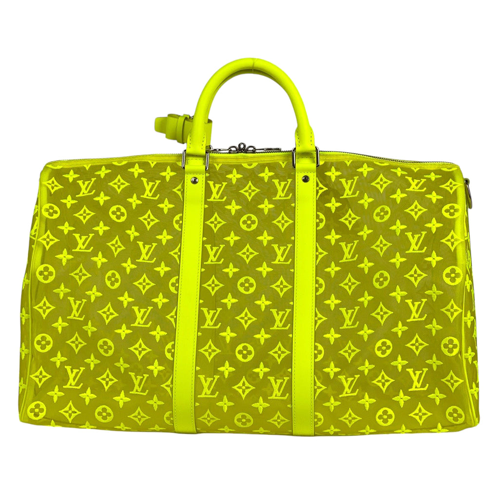 ルイ・ヴィトン キーポル バンドリエール 50 モノグラム シースルー ネオン メッシュ ボストンバッグ モノグラム イエロー M55380 レディース 【中古】brbag