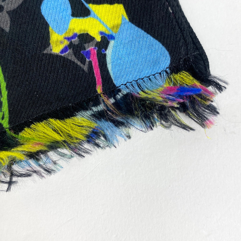 ルイ・ヴィトン エトール モノグラム エクリプス フォリアージュ フラワー ストール ショール コットン シルク ブラック マルチカラー レディース 【中古】brbag