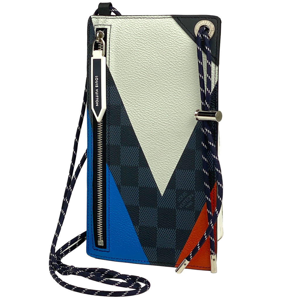 ルイ・ヴィトン ポシェット フォン アメリカズカップ スマホ入れ ショルダーバッグ 携帯電話ケース ダミエコバルト ブラック マルチカラー N41630 メンズ 【中古】brbag