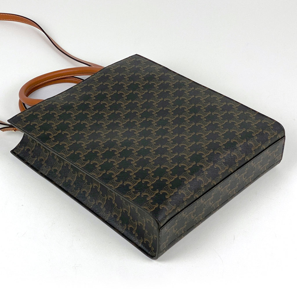 セリーヌ スモール バーティカル カバ 2WAY ショルダーバッグ トリオンフ トートバッグ コーティングキャンバス ブラック ブラウン レディース 【中古】brbag