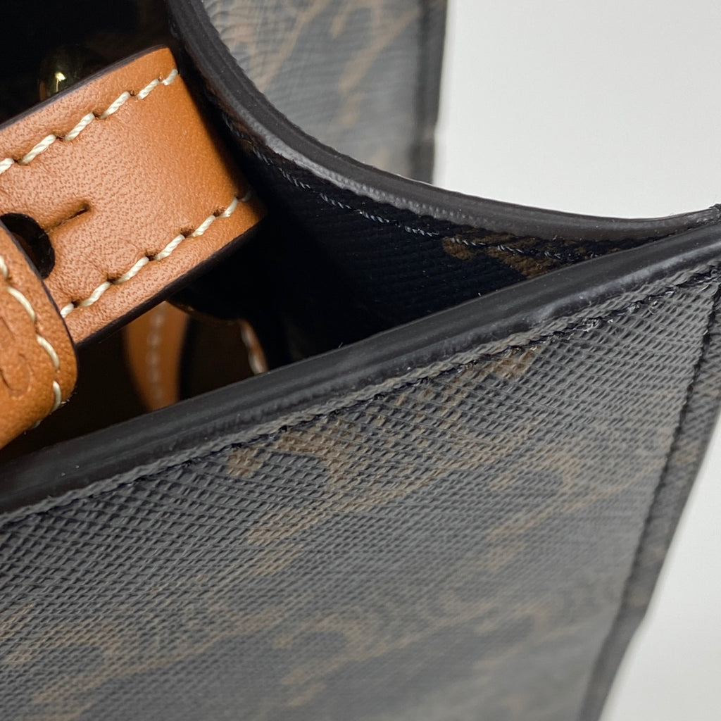 セリーヌ スモール バーティカル カバ 2WAY ショルダーバッグ トリオンフ トートバッグ コーティングキャンバス ブラック ブラウン レディース 【中古】brbag