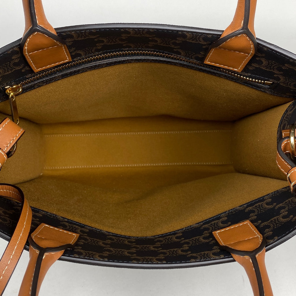 セリーヌ スモール バーティカル カバ 2WAY ショルダーバッグ トリオンフ トートバッグ コーティングキャンバス ブラック ブラウン レディース 【中古】brbag