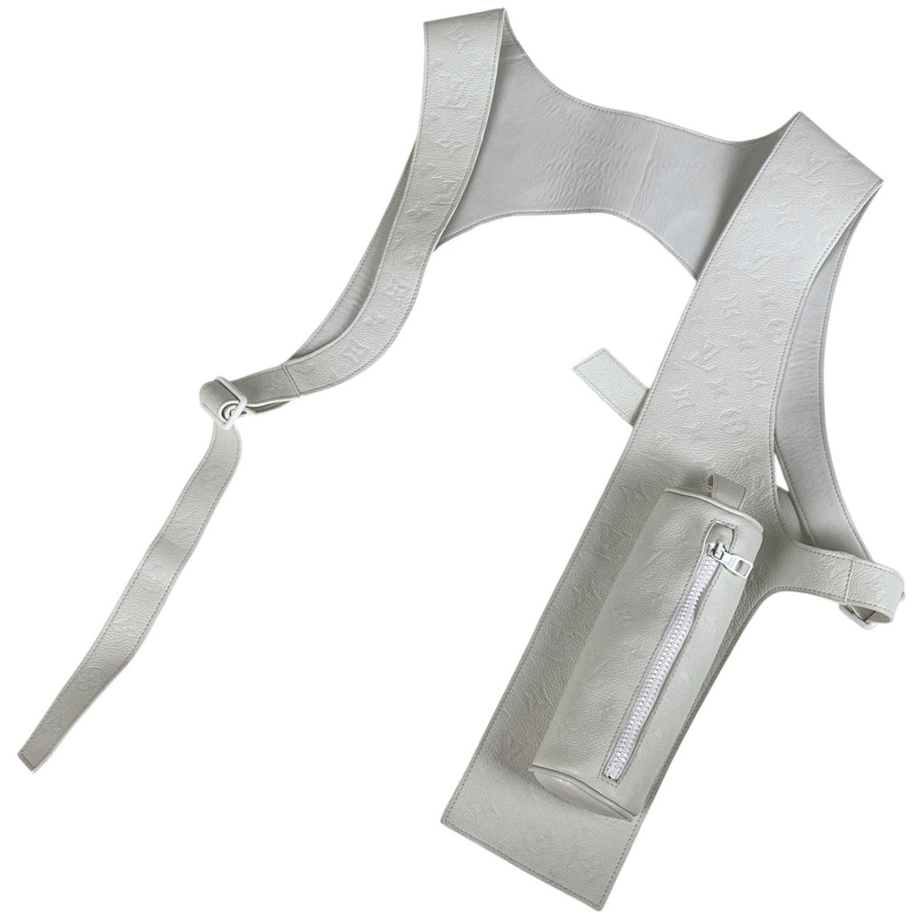 ルイ・ヴィトン ハーネス ベスト モノグラム ヴァージルアブロー ポーチ トップス ベスト 羊革 ホワイト メンズ 【中古】brbag