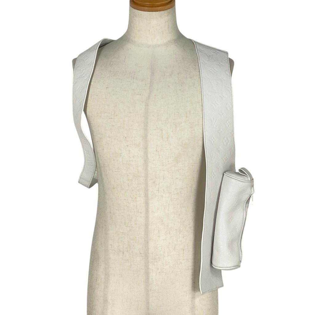 ルイ・ヴィトン ハーネス ベスト モノグラム ヴァージルアブロー ポーチ トップス ベスト 羊革 ホワイト メンズ 【中古】brbag