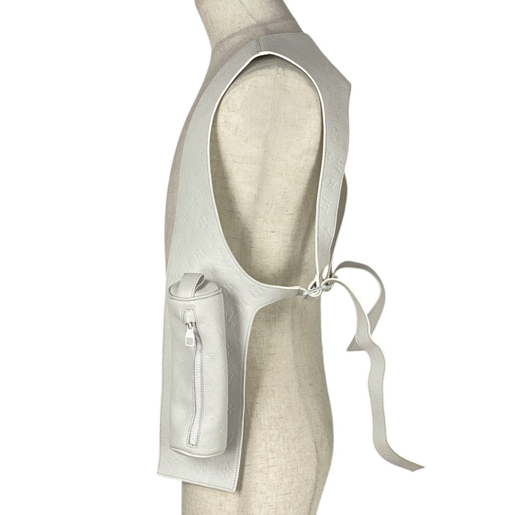 ルイ・ヴィトン ハーネス ベスト モノグラム ヴァージルアブロー ポーチ トップス ベスト 羊革 ホワイト メンズ 【中古】brbag