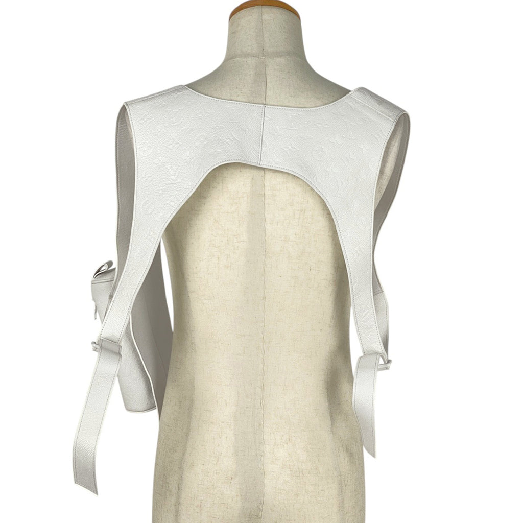 ルイ・ヴィトン ハーネス ベスト モノグラム ヴァージルアブロー ポーチ トップス ベスト 羊革 ホワイト メンズ 【中古】brbag