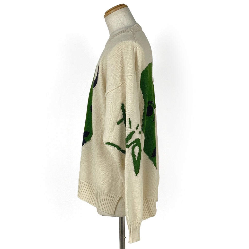 クリスチャンディオール クルーネック セーター CACTUS JACK (TRAVIS SCOTT) バッファロー トップス セーター 綿 ベージュ グリーン メンズ 【中古】brapp
