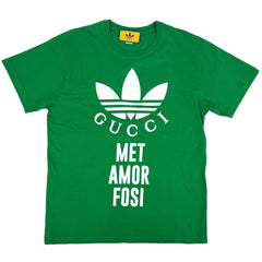 グッチ アディダスコラボ 半袖Ｔシャツ ロゴ レディース トップス 半袖Ｔシャツ 綿 グリーン メンズ 【中古】brapp