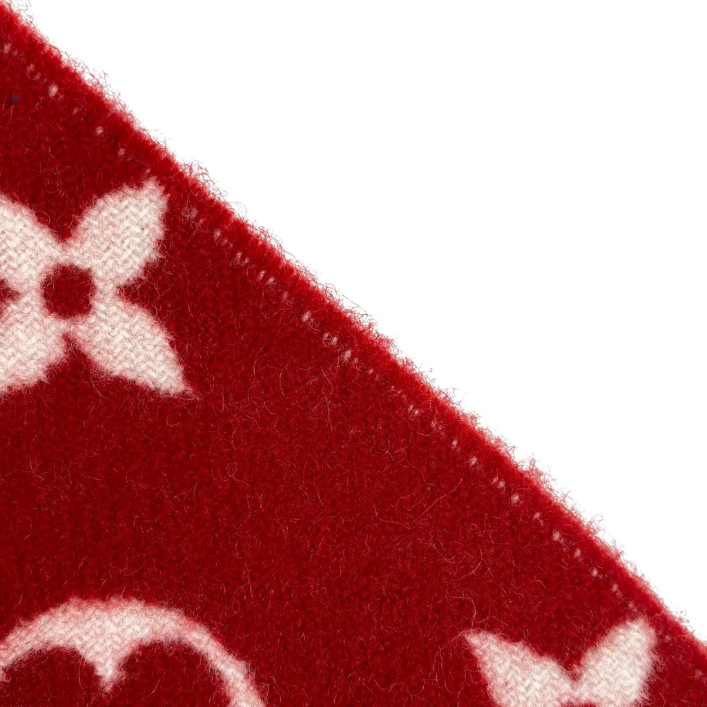 ルイ・ヴィトン モノグラム マフラー シュプリーム コラボ マフラー ウール カシミヤ レッド レディース 【中古】brbag