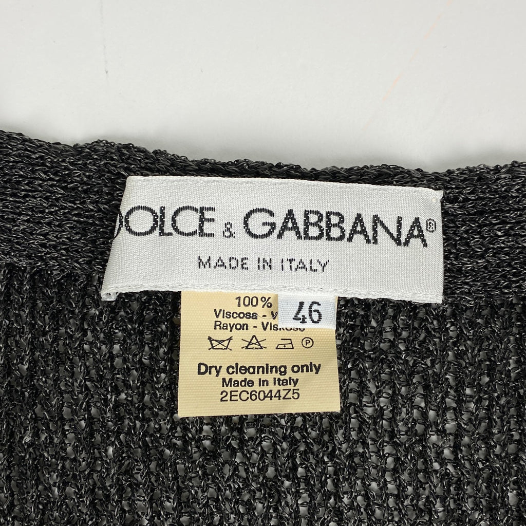 ドルチェアンドガッバーナ Vネック ニット セーター 透かし編み トップス ニット レーヨン ダークグレー メンズ 【中古】brapp