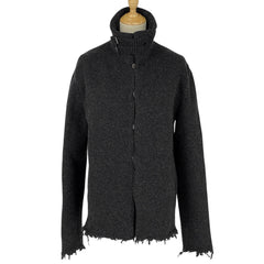 イヴ・サンローラン フリンジ ニットコート スタンドカラー カーディガン アウター その他コート ウール グレー レディース 【中古】brapp