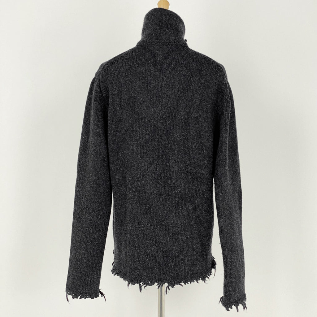 イヴ・サンローラン フリンジ ニットコート スタンドカラー カーディガン アウター その他コート ウール グレー レディース 【中古】brapp