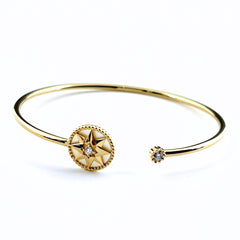 ディオール ローズ デ ヴァン バングル YG イエローゴールド 腕輪 マザーオブパール バングル 750 ダイヤモンド レディース ブランドジュエリー 【中古】brjwl