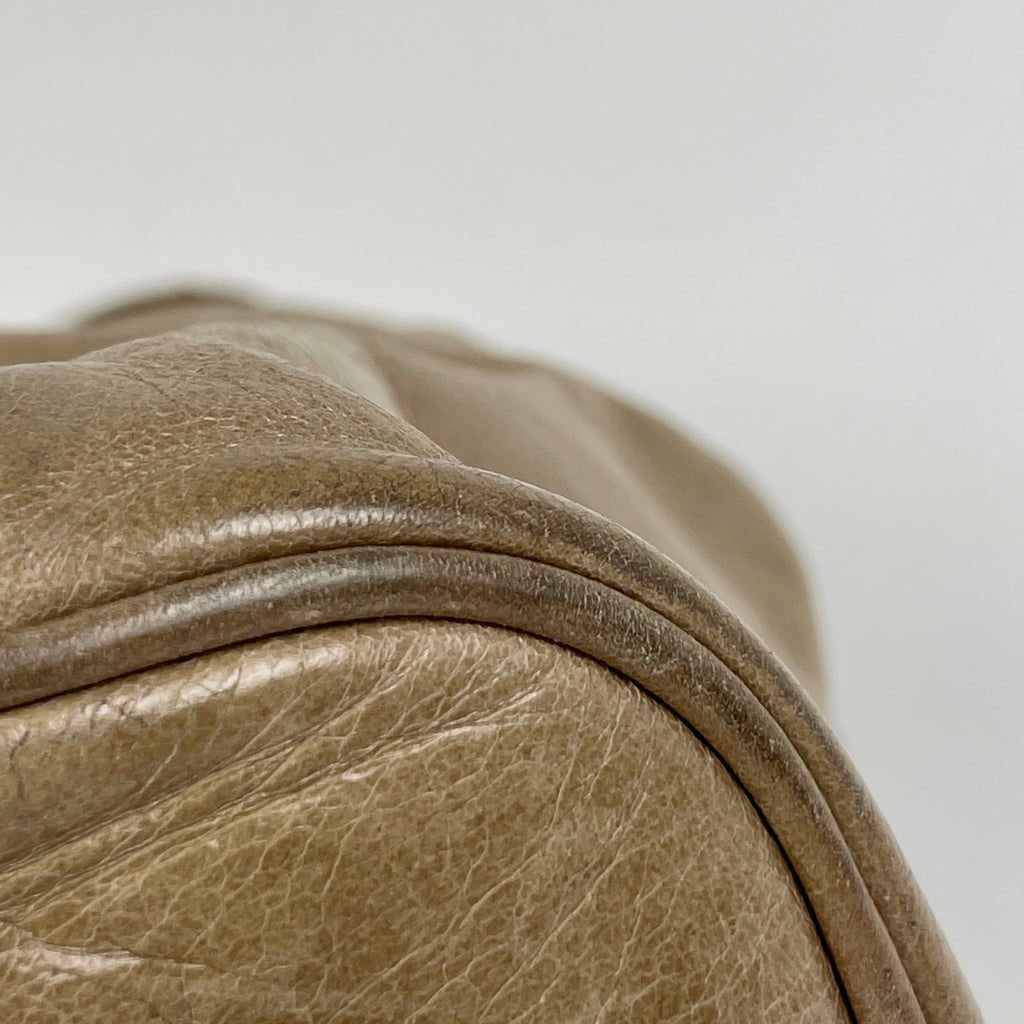 ミュウ ミュウ ロゴ ハンドバッグ 2WAY ショルダーバッグ ハンドバッグ レザー ベージュ レディース 【中古】brbag