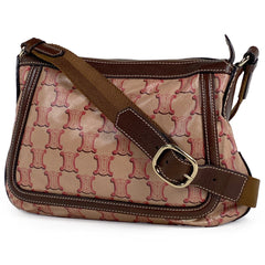 セリーヌ トリオンフ ショルダーバッグ 斜め掛け ロゴ ショルダーバッグ コーティングキャンバス ブラウン レッド レディース 【中古】brbag