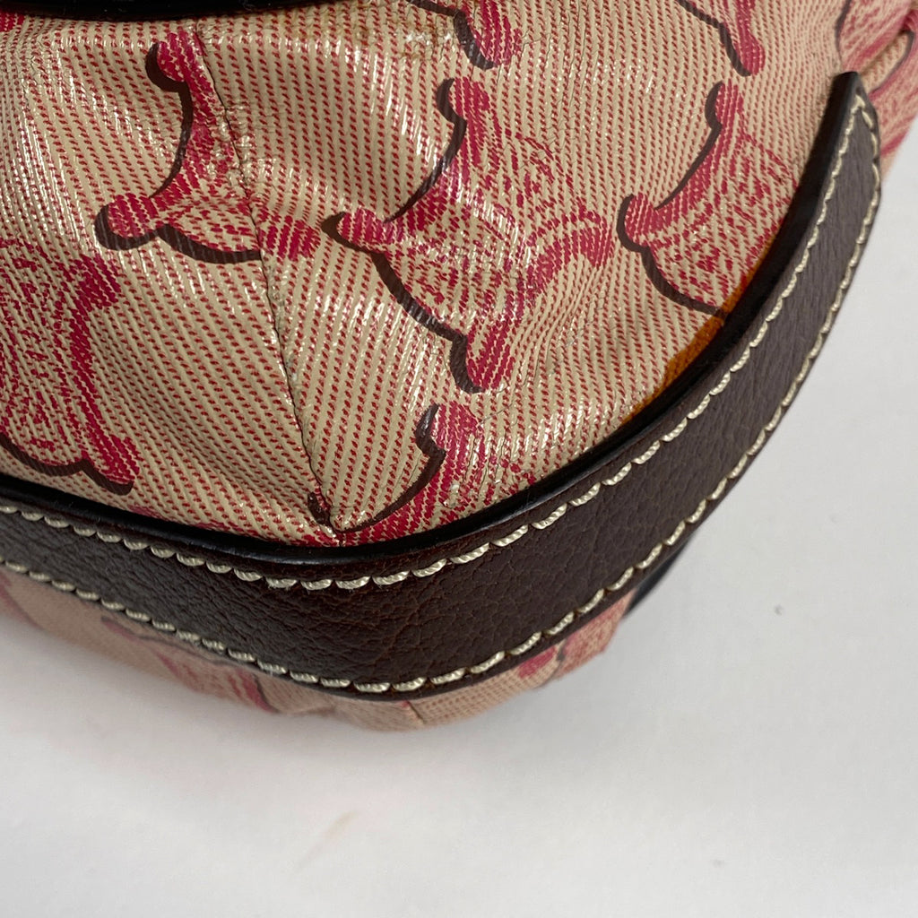 セリーヌ トリオンフ ショルダーバッグ 斜め掛け ロゴ ショルダーバッグ コーティングキャンバス ブラウン レッド レディース 【中古】brbag