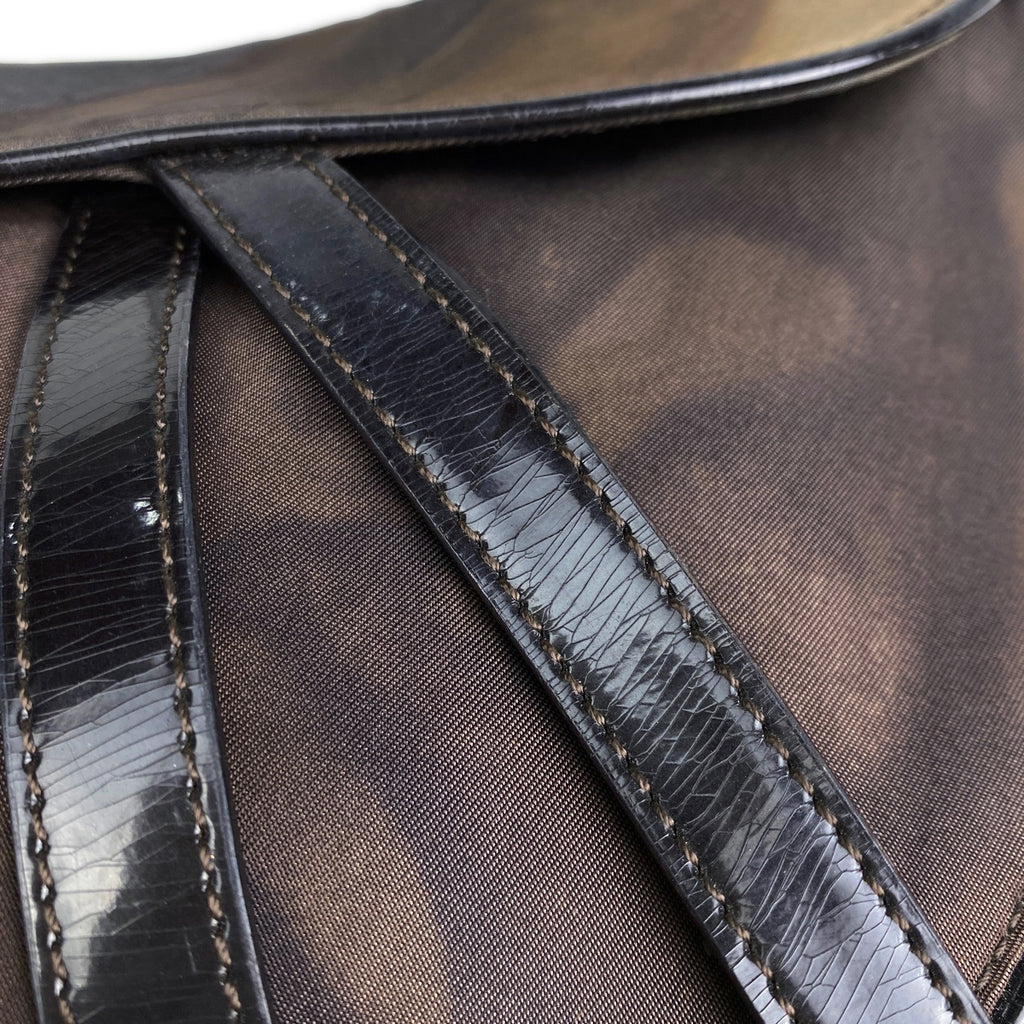 クリスチャンディオール サドルバッグ ハンドバッグ ワンショルダー ショルダーバッグ ナイロン ブラウン レディース 【中古】brbag