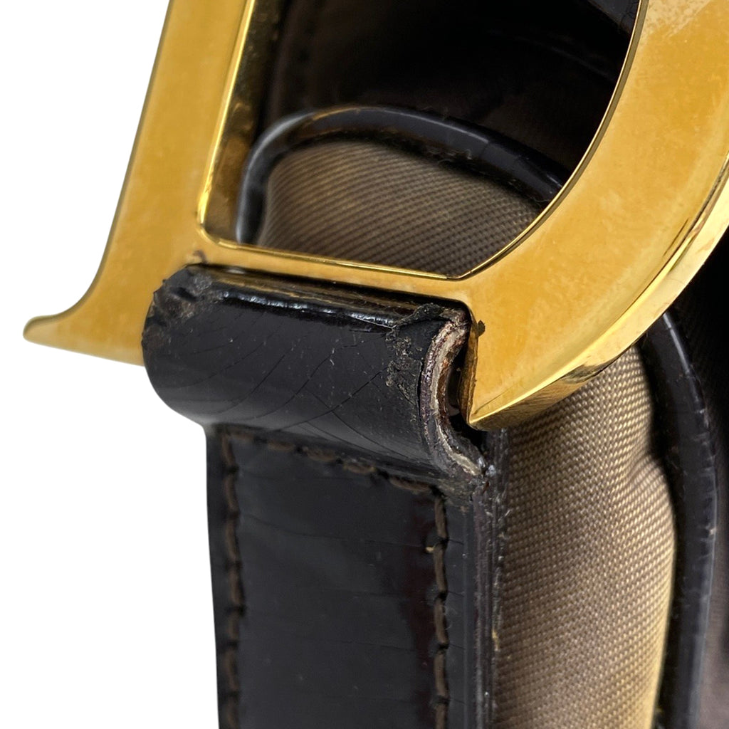 クリスチャンディオール サドルバッグ ハンドバッグ ワンショルダー ショルダーバッグ ナイロン ブラウン レディース 【中古】brbag