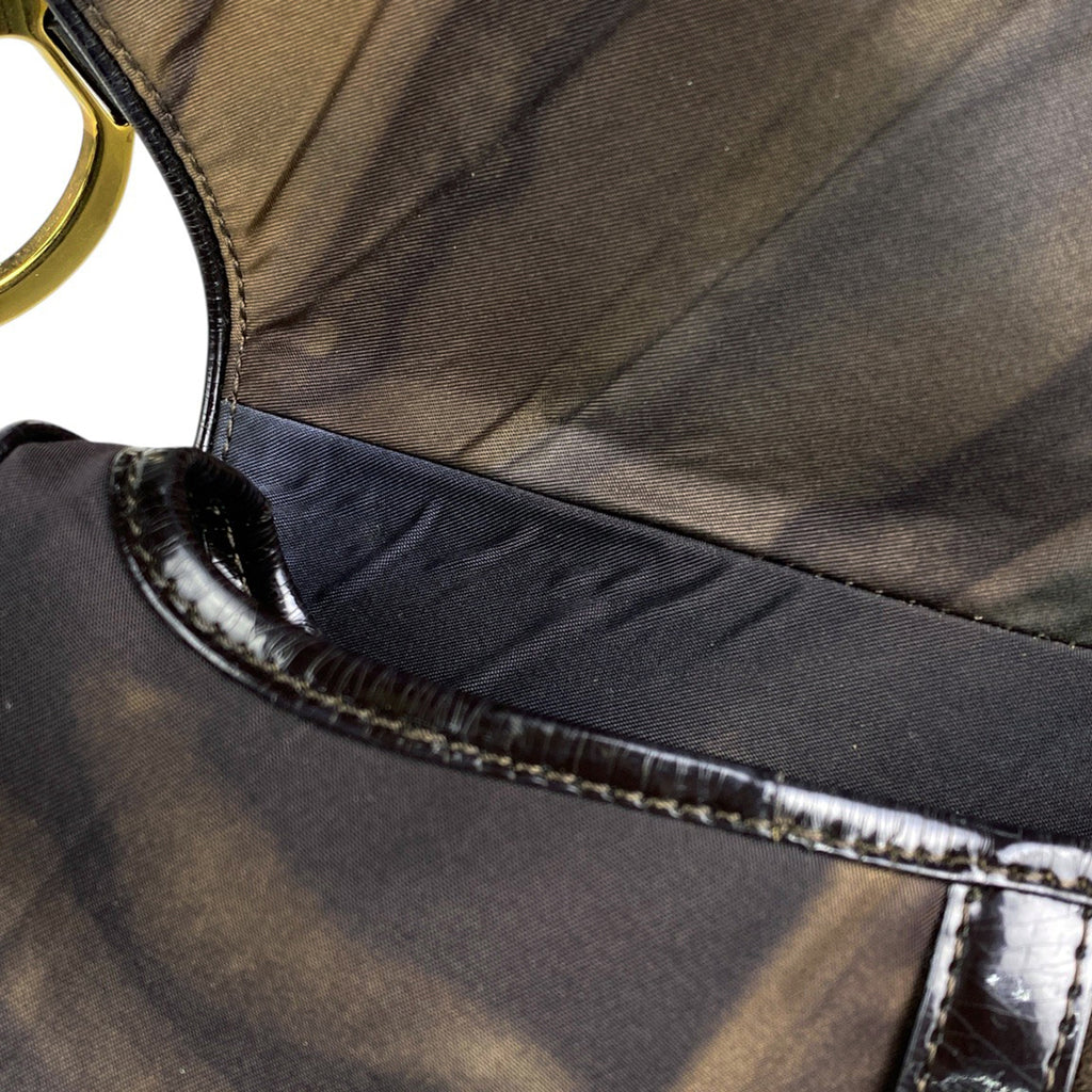 クリスチャンディオール サドルバッグ ハンドバッグ ワンショルダー ショルダーバッグ ナイロン ブラウン レディース 【中古】brbag