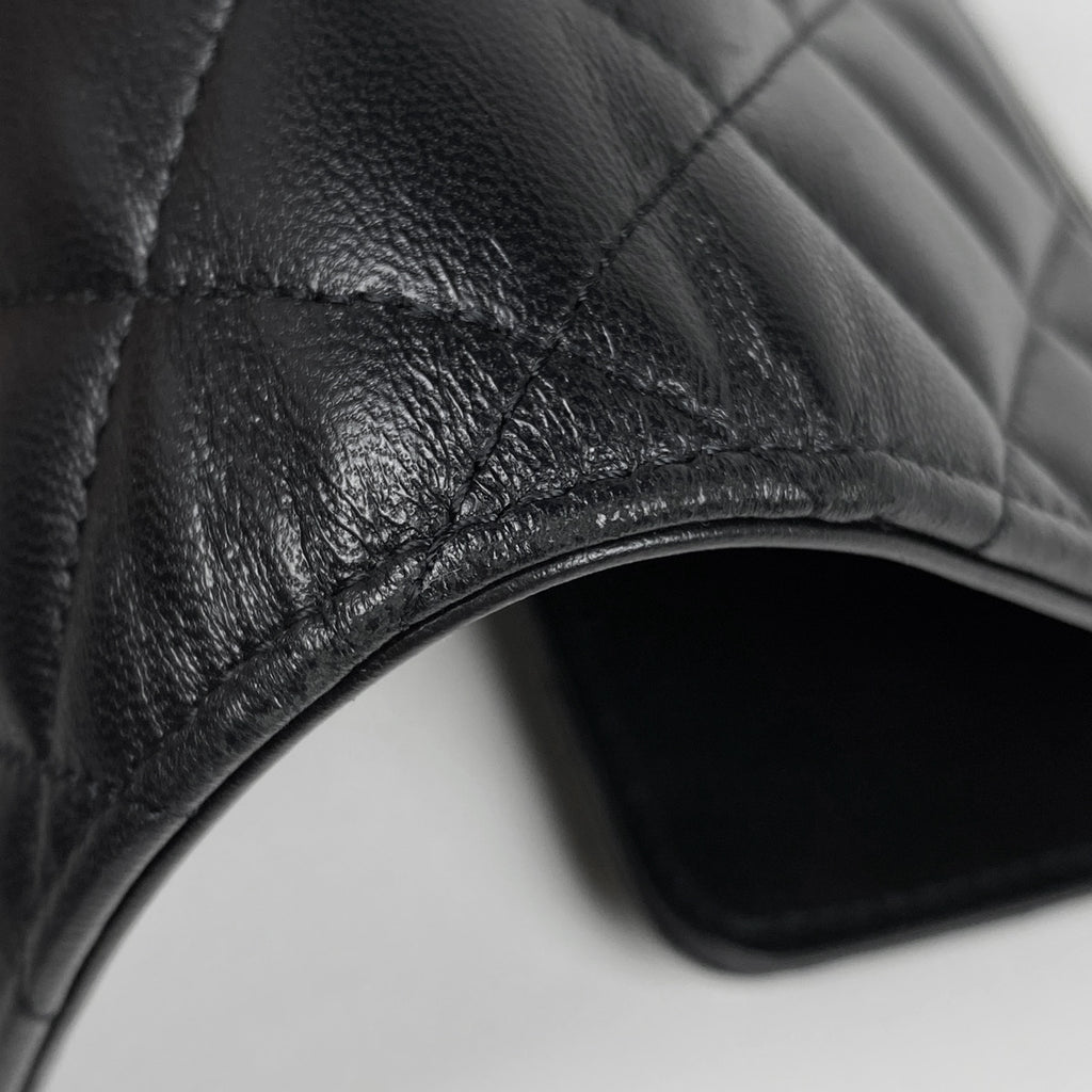 シャネル ココマーク ラインストーン 三つ折り 財布 マトラッセ ウォレット 三つ折り財布 レザー ブラック レディース 【中古】brbag