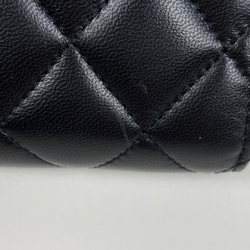 シャネル ココマーク ラインストーン 三つ折り 財布 マトラッセ ウォレット 三つ折り財布 レザー ブラック レディース 【中古】brbag