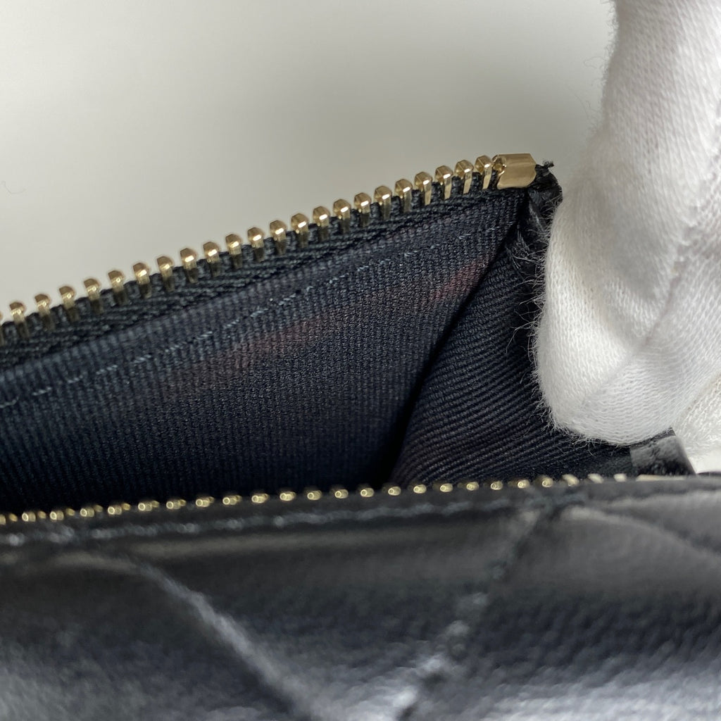 シャネル ココマーク ラインストーン 三つ折り 財布 マトラッセ ウォレット 三つ折り財布 レザー ブラック レディース 【中古】brbag