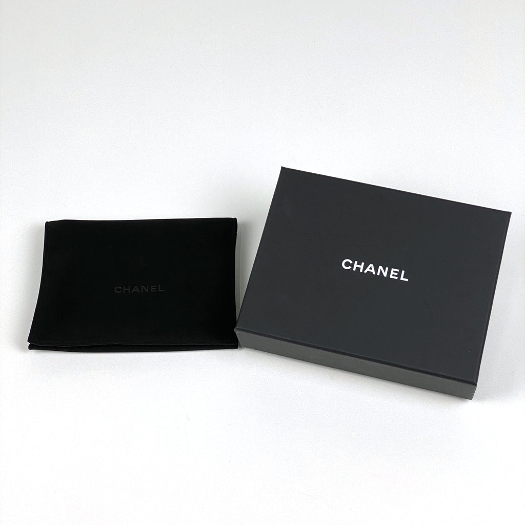 シャネル ココマーク ラインストーン 三つ折り 財布 マトラッセ ウォレット 三つ折り財布 レザー ブラック レディース 【中古】brbag
