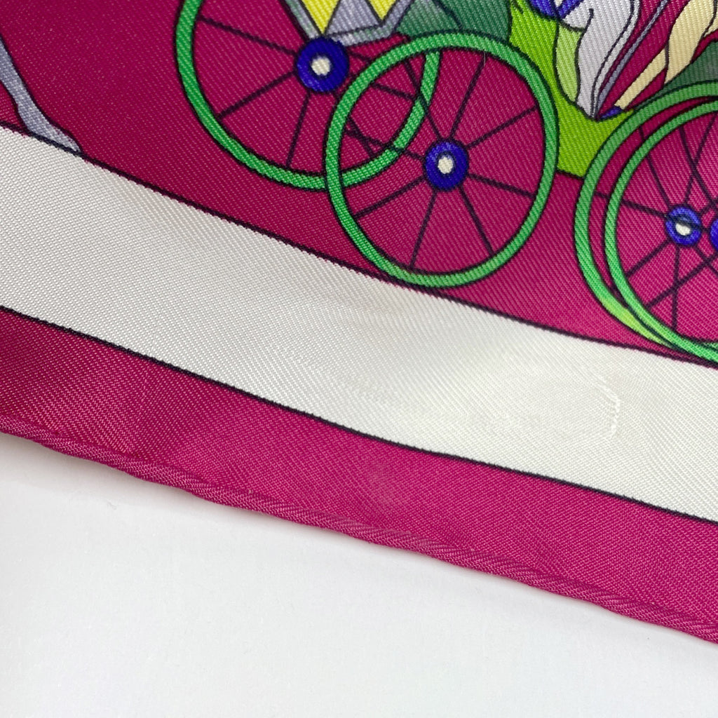 エルメス カレ 90 fantaisies indiennes 眩惑のインド 木 象 孔雀 人物 動物 スカーフ シルク ピンク マルチカラー レディース 【中古】brbag