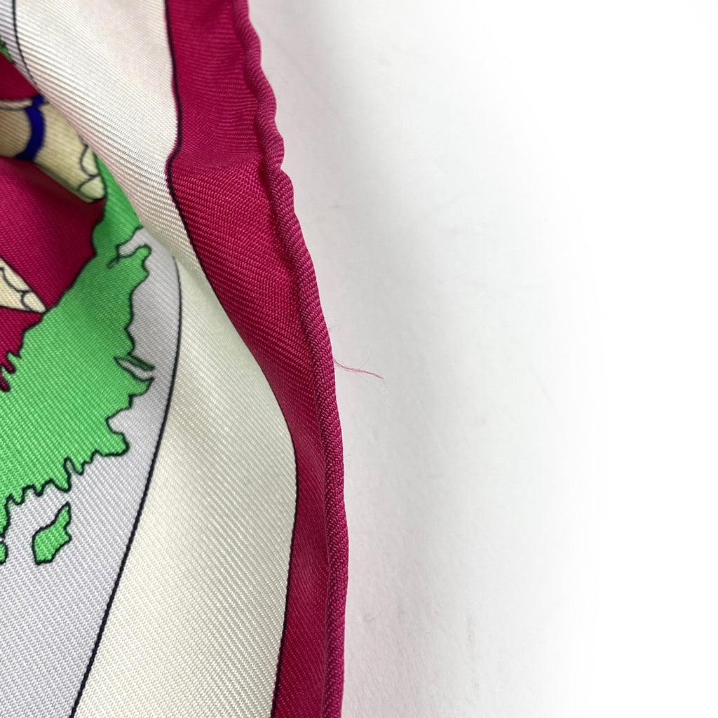 エルメス カレ 90 fantaisies indiennes 眩惑のインド 木 象 孔雀 人物 動物 スカーフ シルク ピンク マルチカラー レディース 【中古】brbag