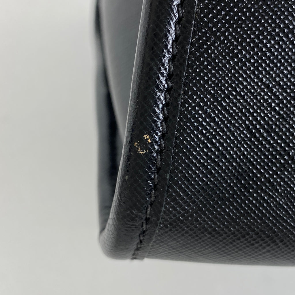 プラダ ロゴ ハンドバッグ ツイード トートバッグ ハンドバッグ サフィアーノレザー ネロ(ブラック) ホワイト レディース 【中古】brbag