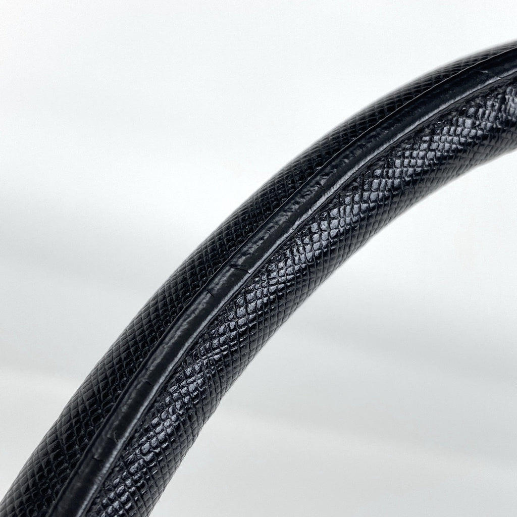 プラダ ロゴ ハンドバッグ ツイード トートバッグ ハンドバッグ サフィアーノレザー ネロ(ブラック) ホワイト レディース 【中古】brbag