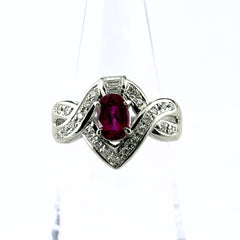 ルビー デザインリング プラチナ メレダイヤ 指輪 リング 12号 Pt900 ルビー ダイヤモンド レディース ノンブランドジュエリー 【中古】nbjwl