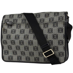 ロエベ アナグラム ショルダーバッグ 斜め掛け メッセンジャー ショルダーバッグ コーティングキャンバス ブラック レディース ブランドバッグ・小物 【中古】brbag