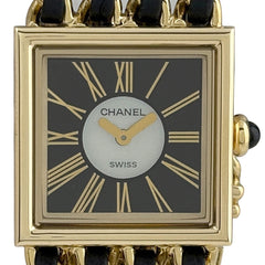 シャネル マドモアゼル Mサイズ H0006 腕時計 YG レザー クォーツ ブラック レディース 時計 【中古】【保証書】wtcbb