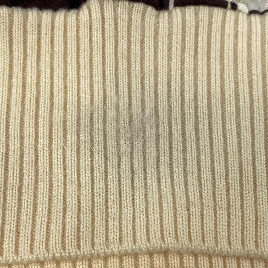 エルメス ニット切り替え カットソー シルク 半袖 トップス カットソー シルク アイボリー マルチカラー レディース 【中古】brapp