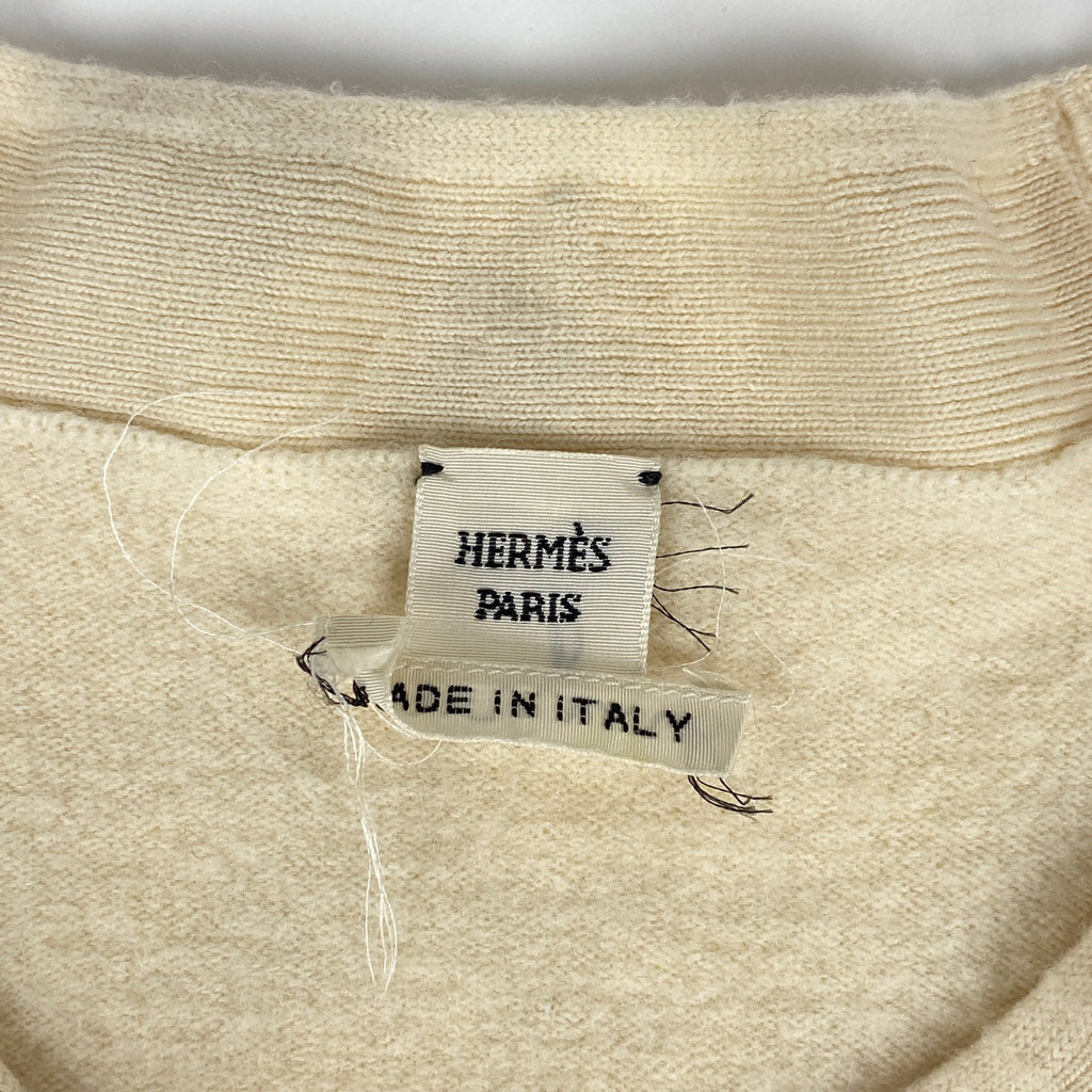 エルメス ニット切り替え カットソー シルク 半袖 トップス カットソー シルク アイボリー マルチカラー レディース 【中古】brapp